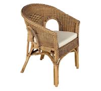 Fauteuil avec coussin en moelle de rotin Galep Avec coussin