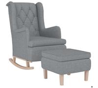 Fauteuil avec pieds à bascule et tabouret - vidaXL - gris clair - tissu - 65x91x100 cm - Avec accoudoirs - Repose-pieds intégré 3622