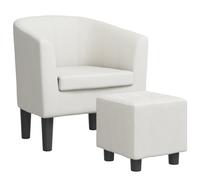 Fauteuil avec repose-pied blanc similicuir