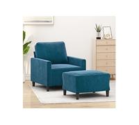 vidaXL Fauteuil avec repose-pied Bleu 60 cm Velours