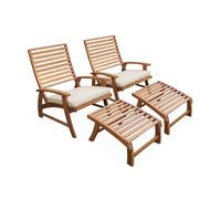 Fauteuil avec repose-pied bois d'acacia (lot de 2) PUEBLA