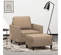 Fauteuil avec repose pied Cappuccino 60 cm Similicuir