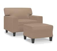 Fauteuil avec Repose-Pied Cappuccino 60 cm Similicuir | Structure contreplaqué et métal, repose-pied polyvalent, nettoyage facile, maximum 110 kg par siège, design moderne