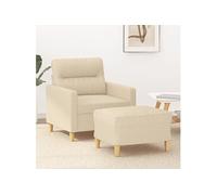 vidaXL Fauteuil avec repose-pied Crème 60 cm Tissu