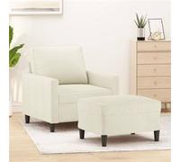 vidaXL Fauteuil avec repose-pied Crème 60 cm Velours
