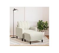 vidaXL Fauteuil avec repose-pied Crème 60 cm Velours