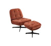 Vente-unique - Fauteuil avec Repose-Pied en Tissu texturé Terracotta TOLOZI