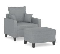 Fauteuil avec repose-pied Gris clair 60 cm Tissu