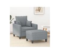 Fauteuil avec repose pied Gris clair 60 cm Tissu Gris clair G