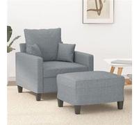 vidaXL Fauteuil avec repose-pied Gris clair 60 cm Tissu