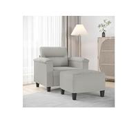 vidaXL Fauteuil avec repose-pied Gris clair 60 cm Tissu microfibre3201226 Gris clair G
