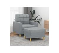 vidaXL Fauteuil avec repose-pied Gris clair 60 cm Tissu, canapé, fauteuil, fauteuil TV, canapé simple, siège, canapé relax, 3200993