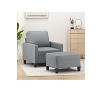 vidaXL Fauteuil avec repose-pied Gris clair 60 cm Tissu