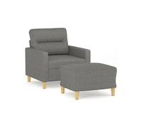 Fauteuil avec repose-pied Gris foncé 60 cm Tissu