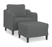 Fauteuil avec repose-pied Gris foncé 60 cm Tissu
