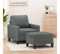 Fauteuil avec repose pied Gris foncé 60 cm Tissu