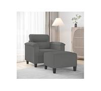 vidaXL Fauteuil avec repose-pied Gris foncé 60 cm Tissu microfibre3201227 Gris foncé G