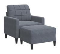 Fauteuil avec repose-pied Gris foncé 60 cm Velours