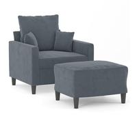 Fauteuil avec repose-pied Gris foncé 60 cm Velours
