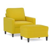 Fauteuil avec repose-pied jaune 60 cm velours