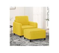 vidaXL Fauteuil avec repose-pied - Jaune Velours