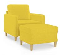 Fauteuil avec repose-pied Jaune clair 60 cm Tissu