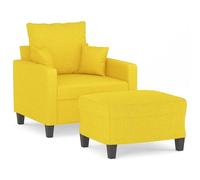 Fauteuil avec repose-pied Jaune clair 60 cm Tissu