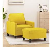 Fauteuil avec repose pied Jaune clair 60 cm Tissu Jaune G