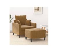 vidaXL Fauteuil avec repose-pied Marron 60 cm Velours
