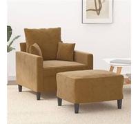 Fauteuil avec repose pied Marron 60 cm Velours Marron G