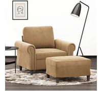 vidaXL Fauteuil avec repose-pied - Marron