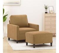 Fauteuil avec repose pied Marron 60 cm Velours Marron G