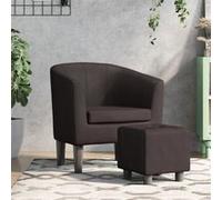 vidaXL Fauteuil Cabriolet avec Repose-Pied, Chaise avec Dossier, Siège avec Accoudoirs, Canapé de Bureau Salon Chambre, Marron Similicuir