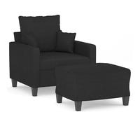 Fauteuil avec repose-pied Noir 60 cm Tissu