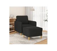 vidaXL Fauteuil avec repose-pied Noir 60 cm Tissu