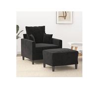 vidaXL Fauteuil avec repose-pied Noir 60 cm Velours