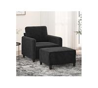 vidaXL Fauteuil avec repose-pied Noir 60 cm Velours