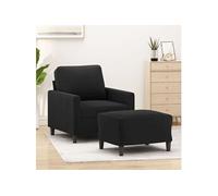 vidaXL Fauteuil avec repose-pied Noir 60 cm Velours