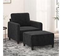 vidaXL Fauteuil avec repose-pied Noir 60 cm Velours