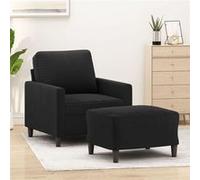 Fauteuil avec repose pied Noir 60 cm Velours