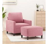 vidaXL Fauteuil avec repose-pied Rose 60 cm Velours
