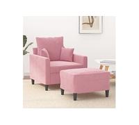 vidaXL Fauteuil avec repose-pied Rose 60 cm Velours3201100 Rose G