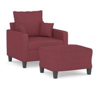 Fauteuil avec repose-pied Rouge bordeaux 60 cm Tissu