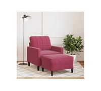 vidaXL Fauteuil avec repose-pied en velours 60 cm - Rouge bordeaux