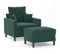 Fauteuil avec repose-pied Vert foncé 60 cm Velours