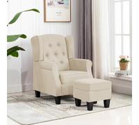 Fauteuil avec repose-pied VidaXL - Crème Tissu