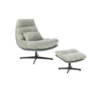 Fauteuil avec Repose-Pieds Pivotant en Chenille Pouf Ottoman Base Unique Vert To
