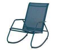 Fauteuil bas de jardin à bascule acier époxy et toile - Noa