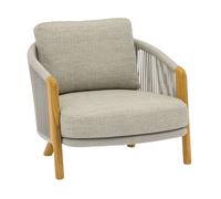 Fauteuil bas de jardin aluminium finition Teck et tissu - Even