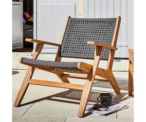 Fauteuil bas de jardin relax Acacia et résine tressée - Dahlia